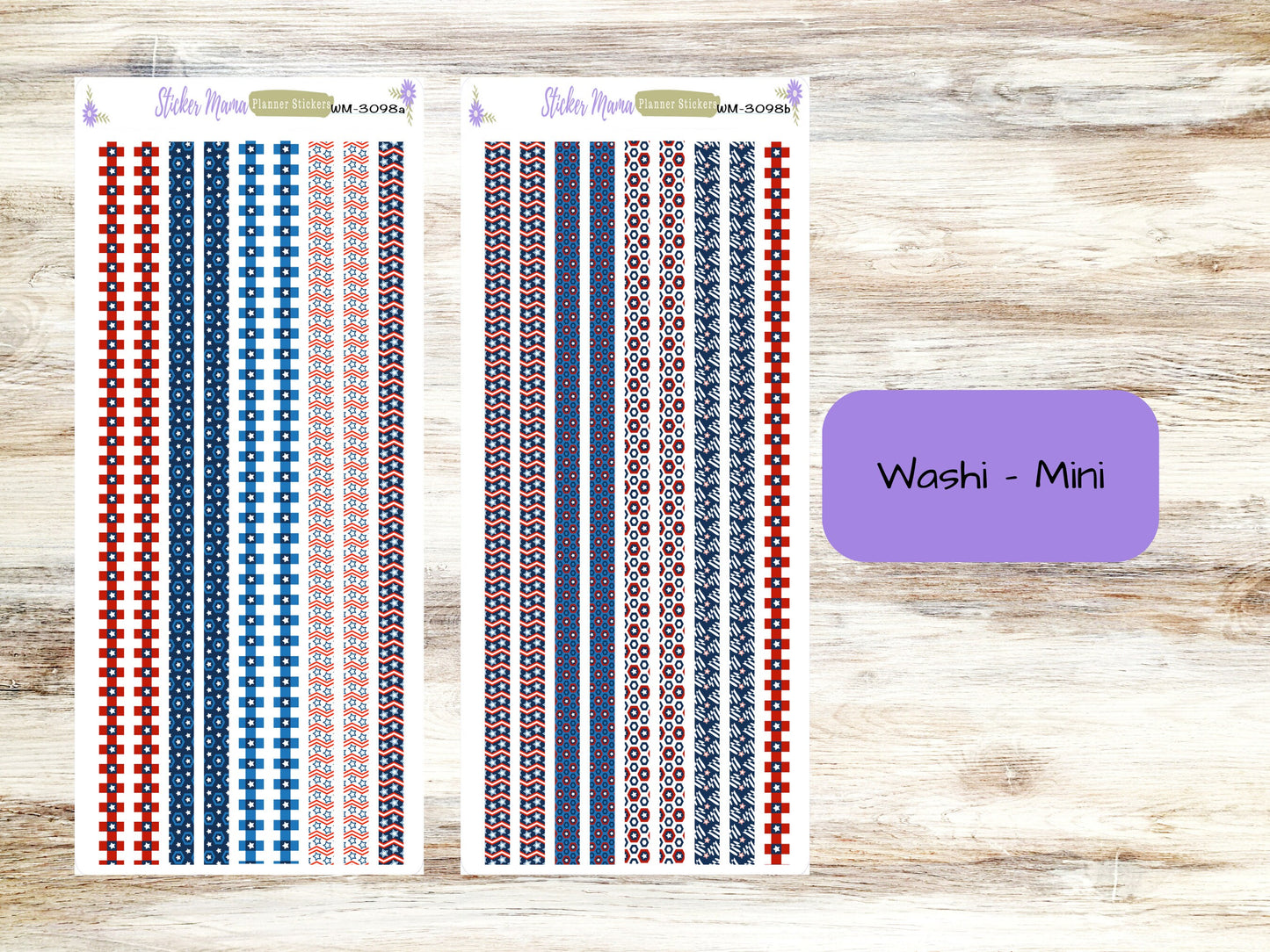 W-3098- Stars and Stripes Washi Stickers || Planner Stickers || Washi for Planners