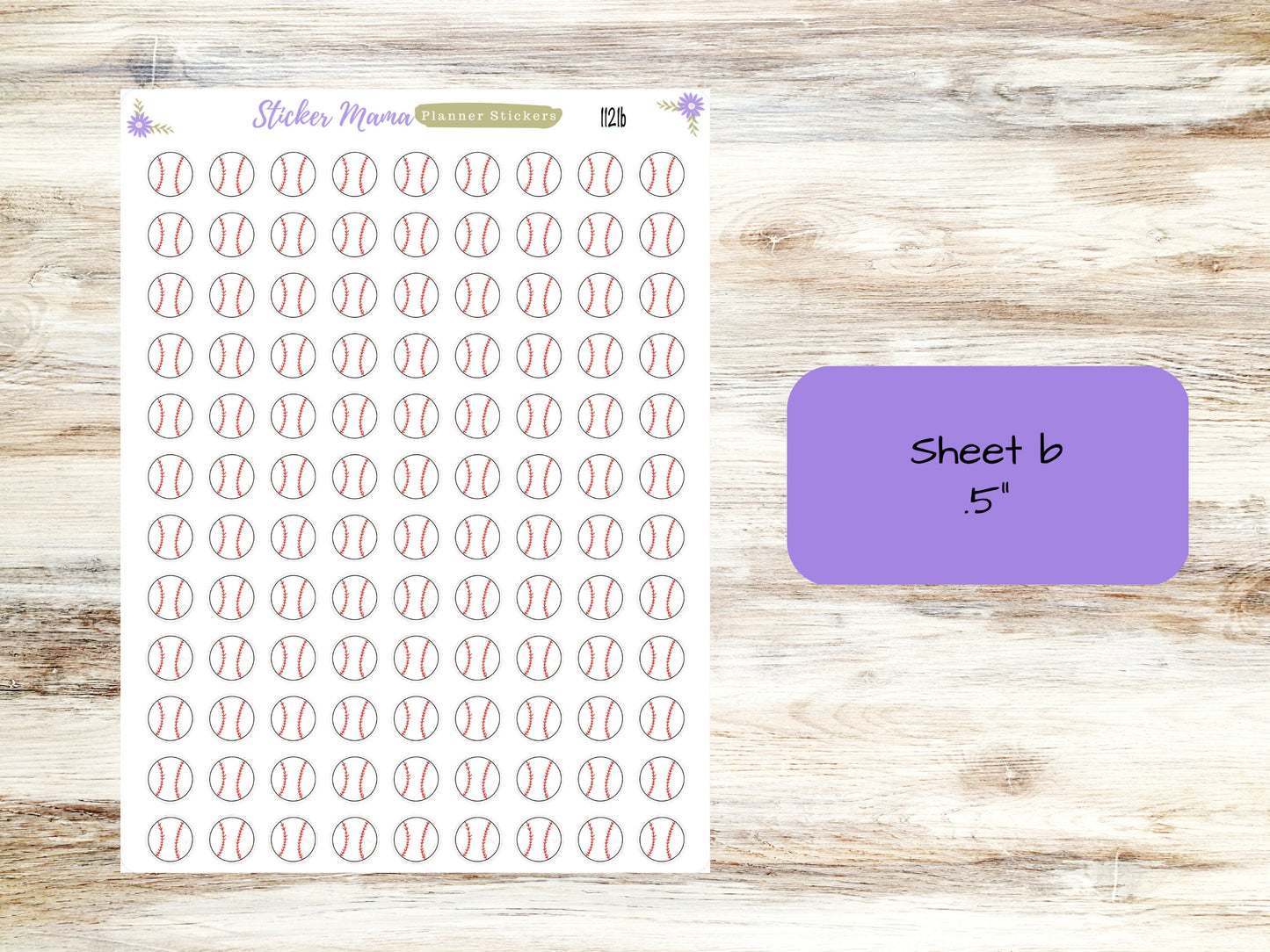 SS-1121 - DOODLE BASEBALL Planner Stickers  - Baseball Stickers - Baseball Games - Baseball Practice