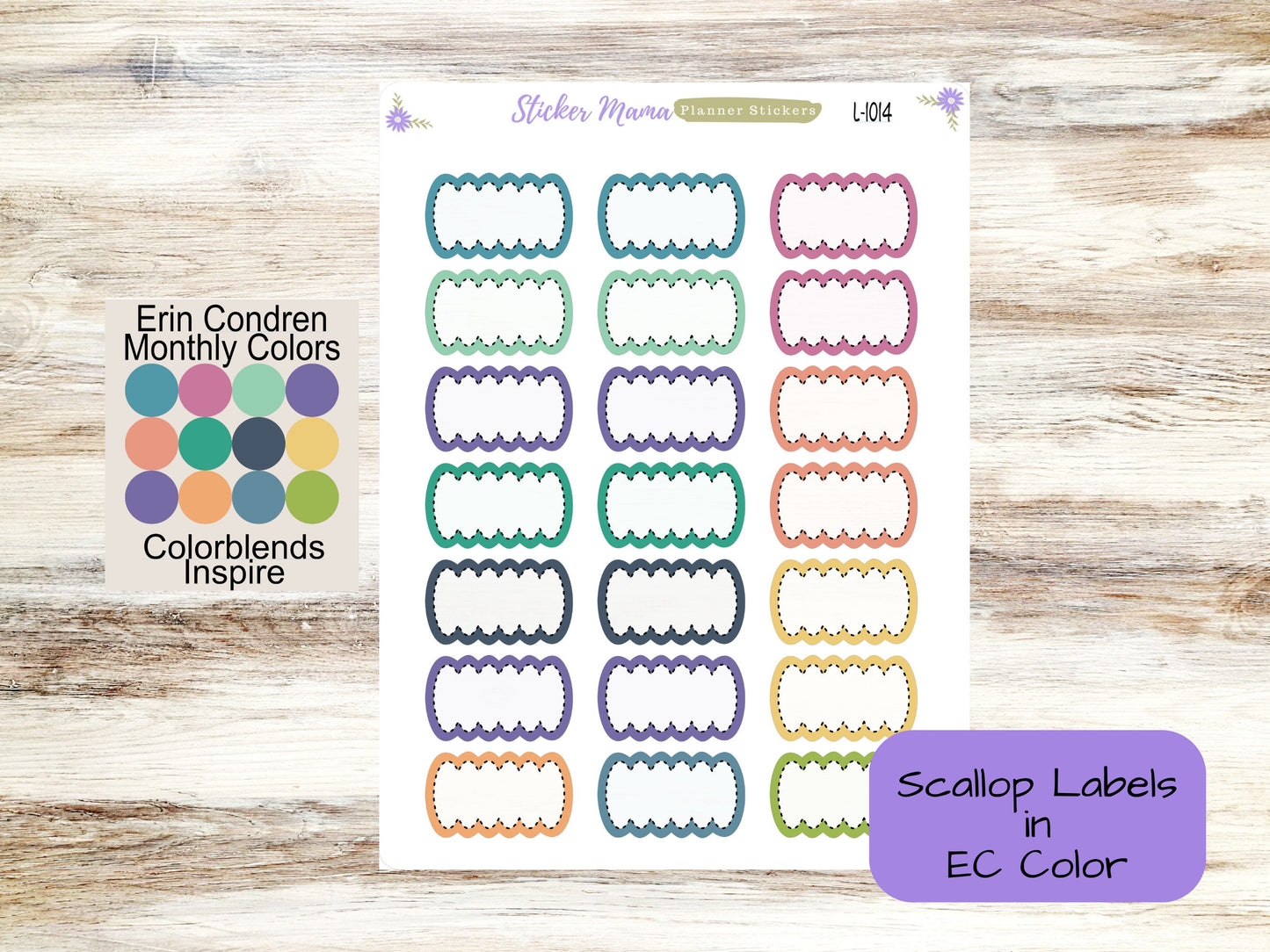 EC DASHED SCALLOP Stickers  || .88" x 1.5" || ec inspire || ec wildflower || ec canvas sticker