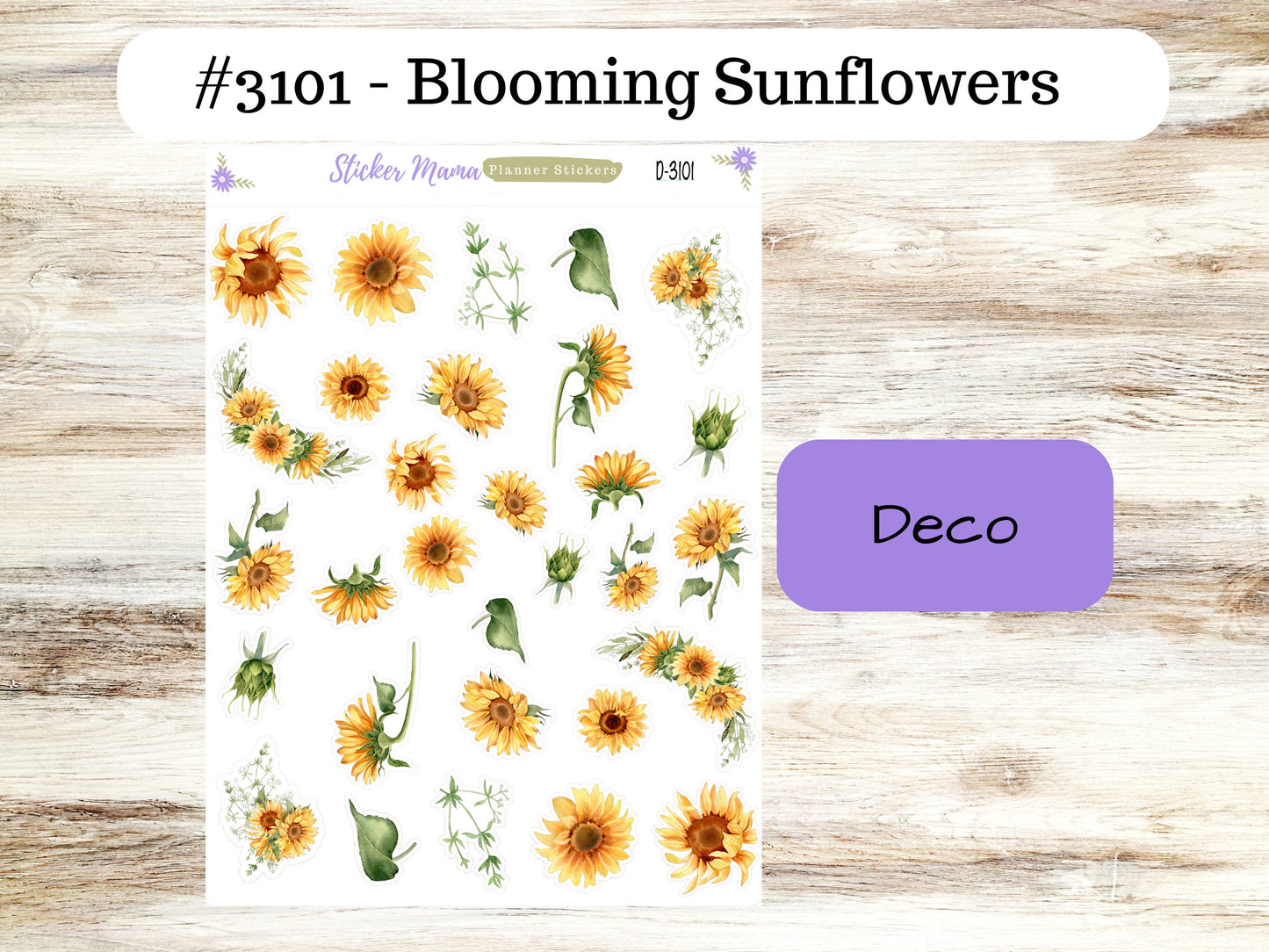 DECO-3101 || BLOOMING SUNFLOWERS  || Planner Stickers || Sunflower Stickers ||