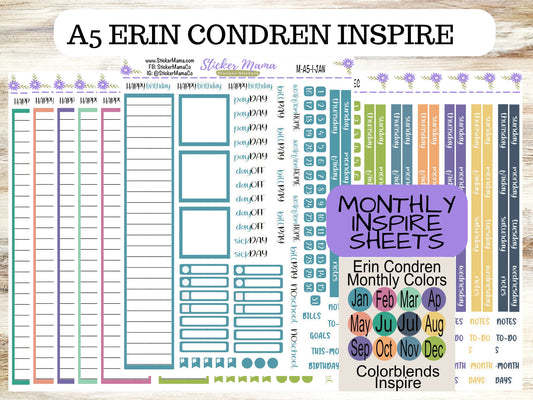 NEW ERIN CONDREN Inspire || A5 Inspire Monthly Kit || Monthly Planner Stickers ||