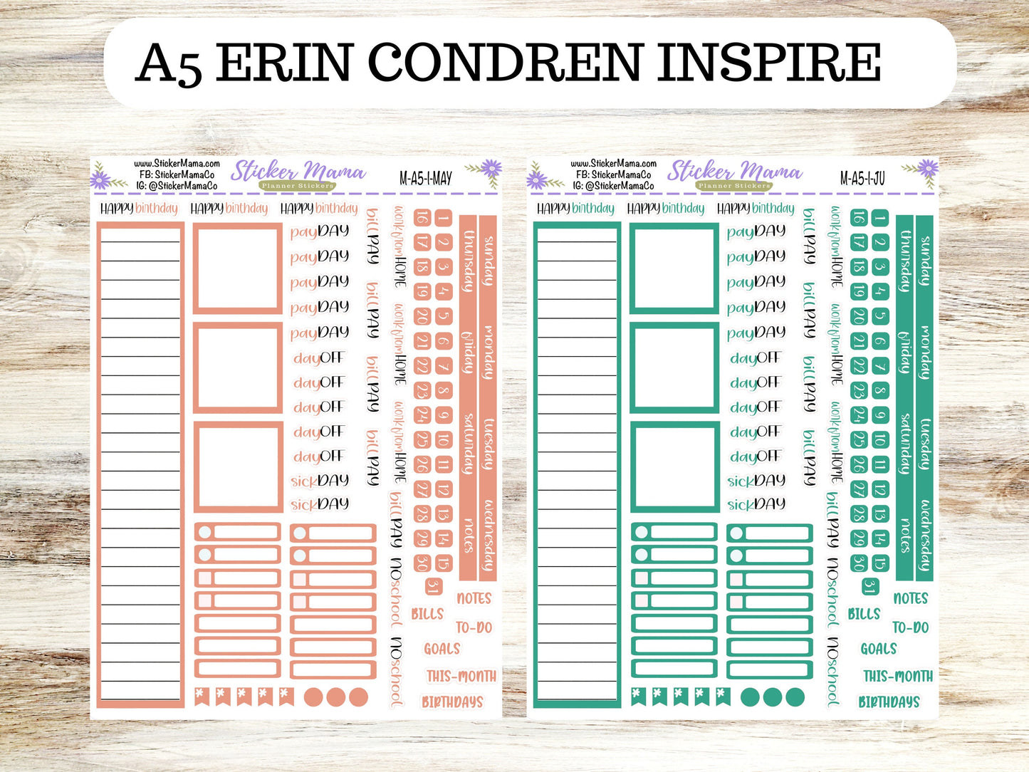 NEW ERIN CONDREN Inspire || A5 Inspire Monthly Kit || Monthly Planner Stickers ||