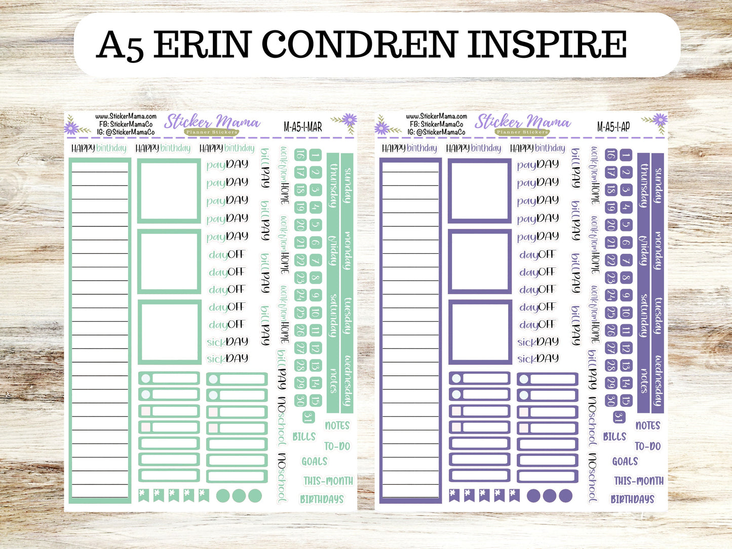 NEW ERIN CONDREN Inspire || A5 Inspire Monthly Kit || Monthly Planner Stickers ||