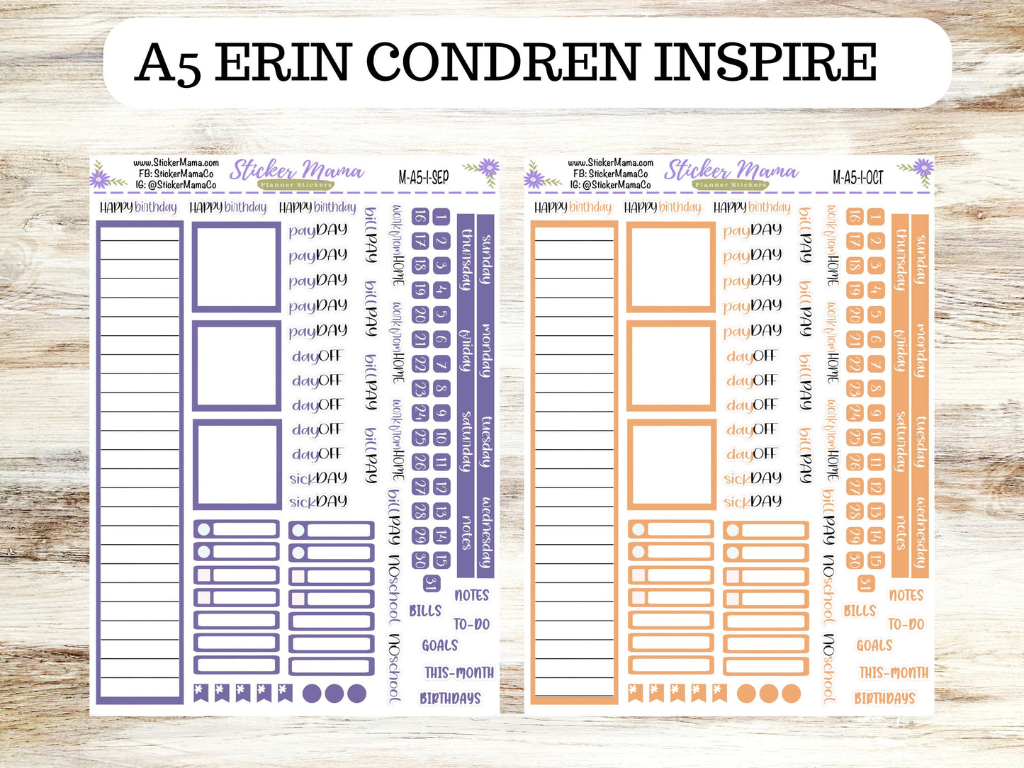 NEW ERIN CONDREN Inspire || A5 Inspire Monthly Kit || Monthly Planner Stickers ||