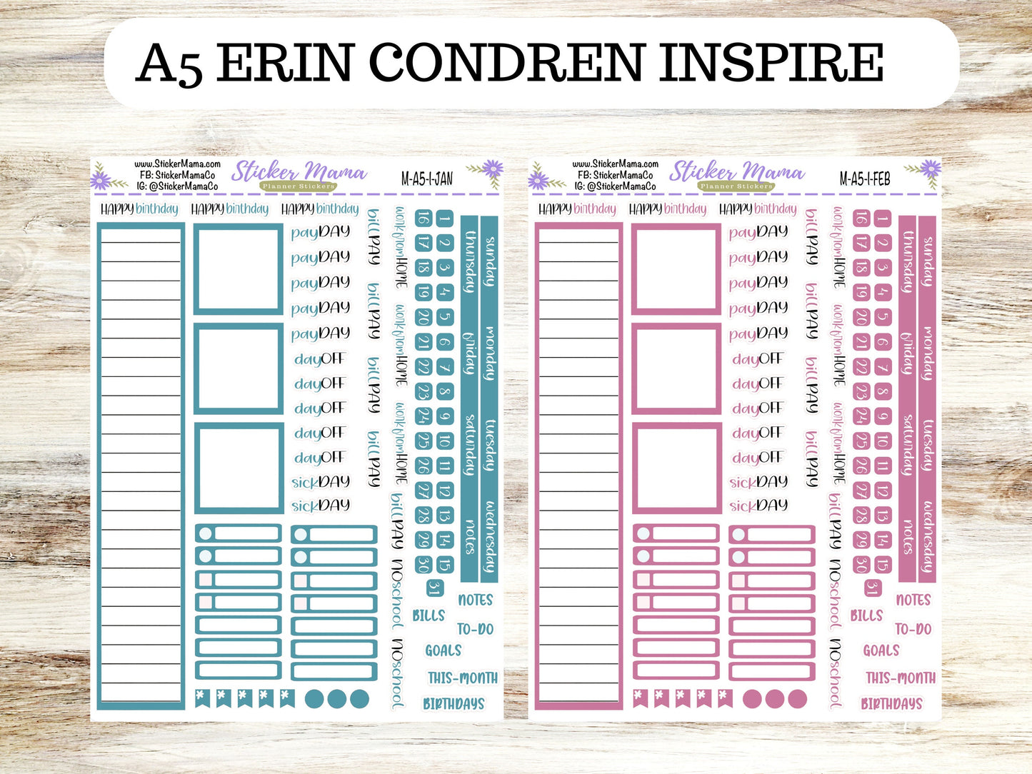 NEW ERIN CONDREN Inspire || A5 Inspire Monthly Kit || Monthly Planner Stickers ||