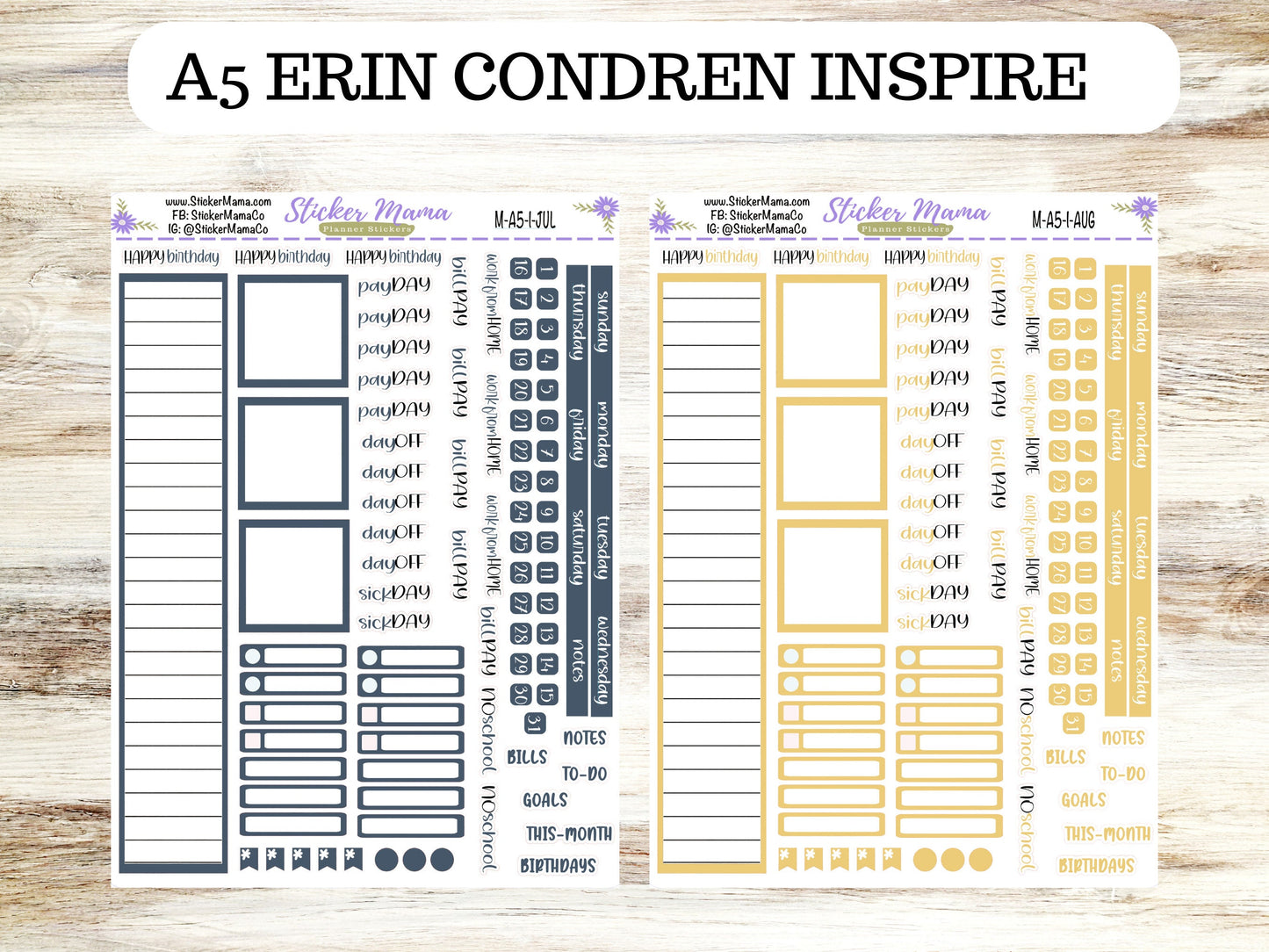 NEW ERIN CONDREN Inspire || A5 Inspire Monthly Kit || Monthly Planner Stickers ||