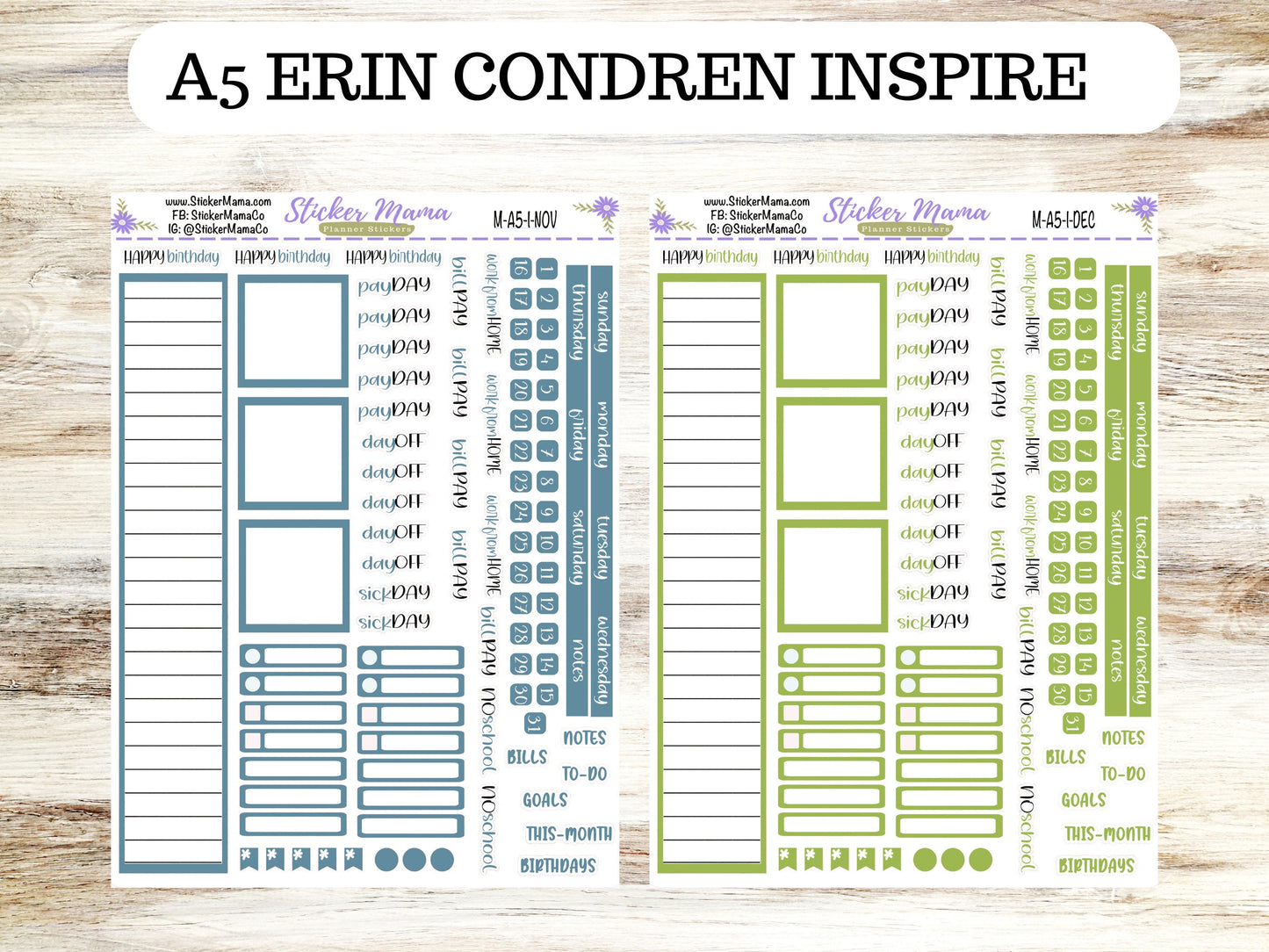 NEW ERIN CONDREN Inspire || A5 Inspire Monthly Kit || Monthly Planner Stickers ||