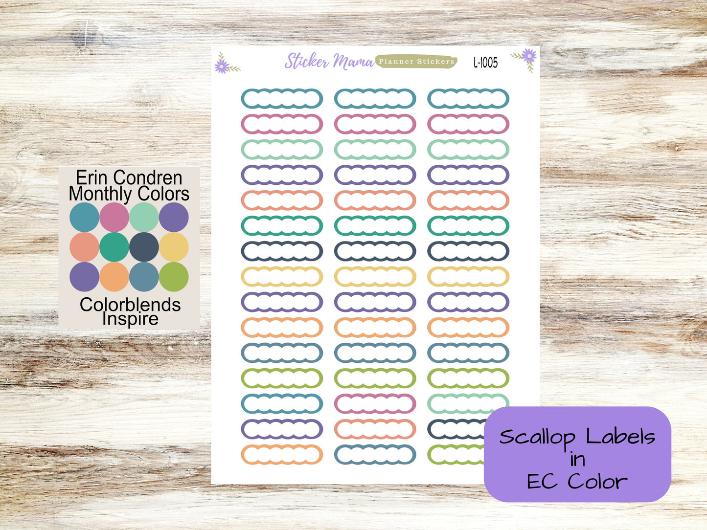 EC SCALLOP Stickers  || .375" x 1.5" || ec inspire || ec wildflower || ec canvas sticker