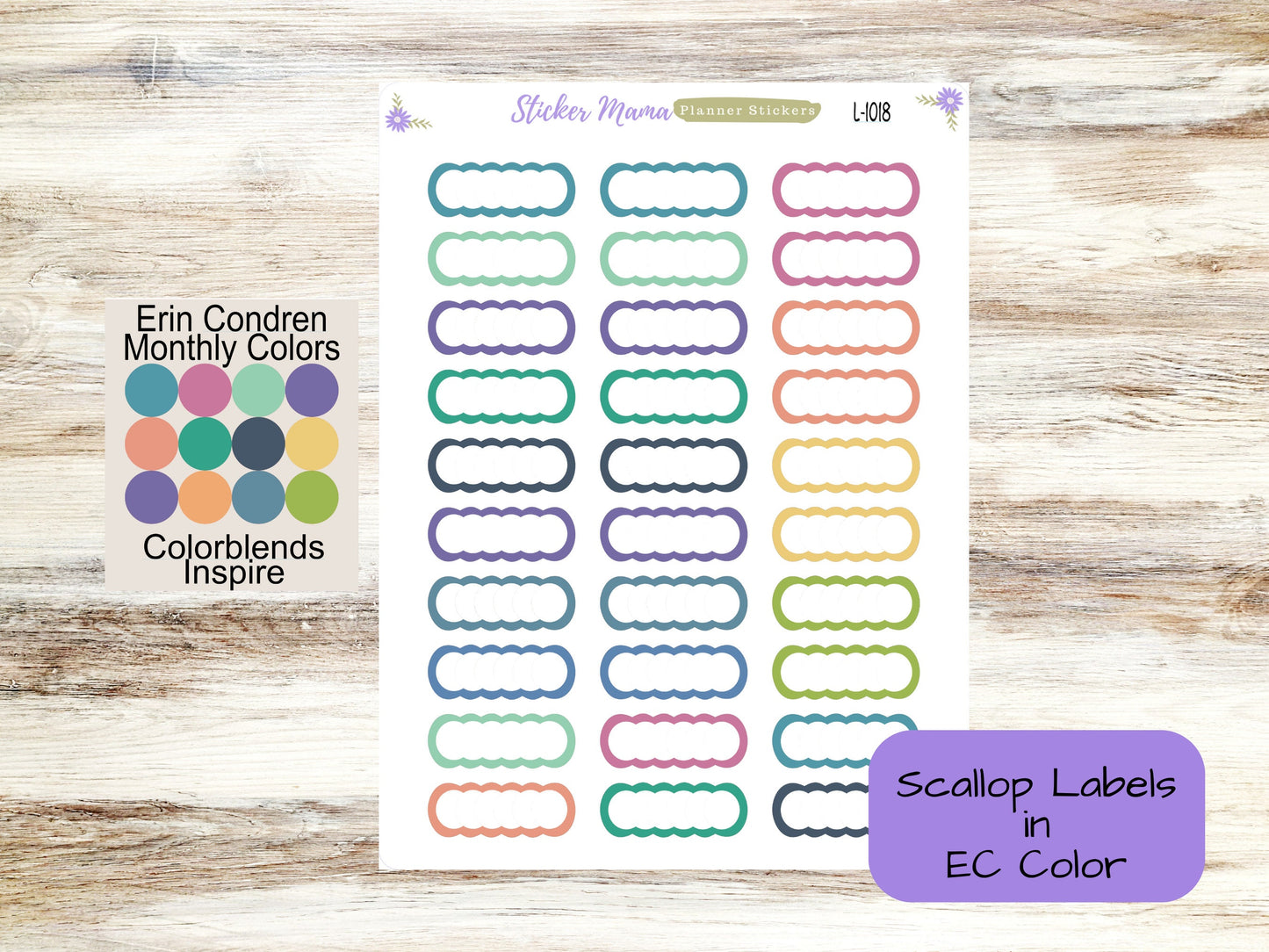 EC SCALLOP Stickers  || .56" x 1.5" || ec inspire || ec wildflower || ec canvas sticker