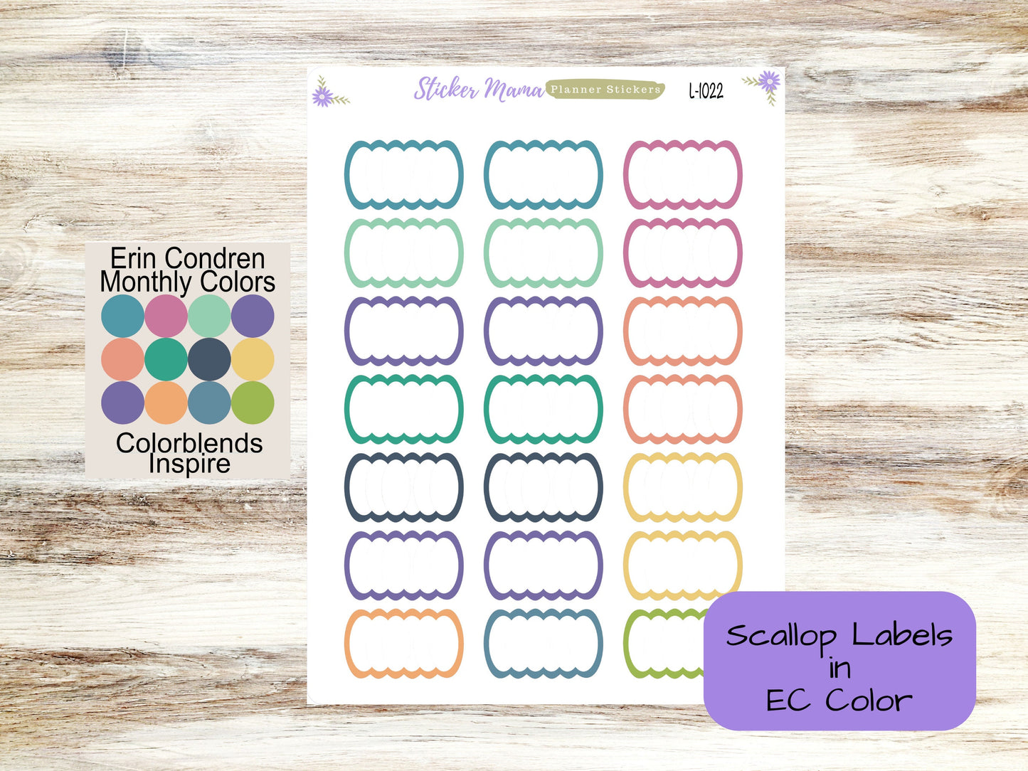 EC  SCALLOP Stickers  || .88" x 1.5" || ec inspire || ec wildflower || ec canvas sticker