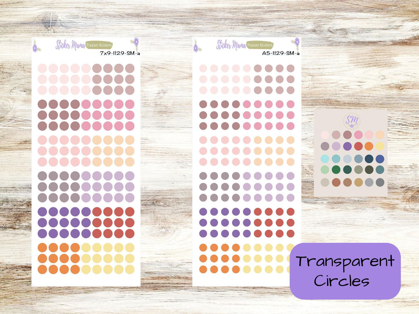 1129 In Stickermama Color-Way - Colored Dots - Clear Round Stickers