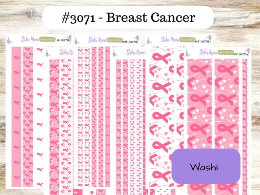 W-3071 - October Breast Cancer Stickers - WASHI STICKERS  - Planner Stickers - Washi for Planners