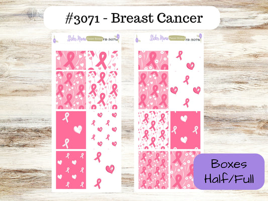 FB-3071 - October Breast Cancer Stickers - FULL BOX Stickers  - Planner Stickers - Full Box for Planners