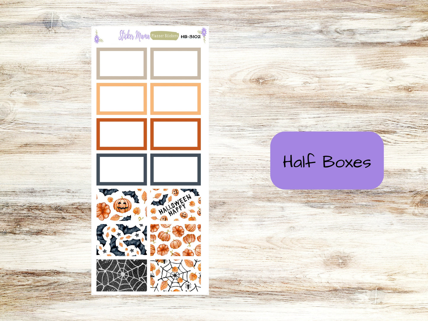 BASIC/HALF-BOX Stickers-3102 || Jack - O - Lantern || Basic Label Stickers -  - Half Boxes - Planner Stickers - Full Box for Planners