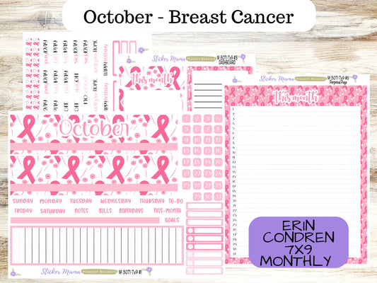 ERIN CONDREN Monthly Kit-3071 || 7X9 || Breast Cancer - 7x9 ec October Monthly Kit - October Monthly Planner Kits -  Monthly Pages