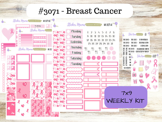 ERIN CONDREN Wk-3071 - October Breast Cancer || Weekly Planner Kit || Erin Condren || Hourly Planner Kit || Vertical Planner Kit