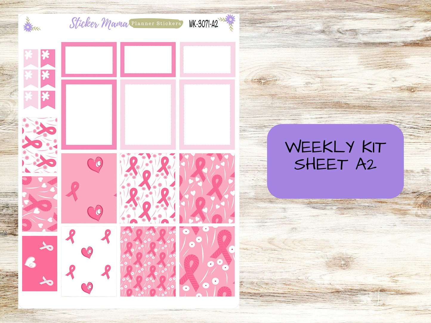 ERIN CONDREN Wk-3071 - October Breast Cancer || Weekly Planner Kit || Erin Condren || Hourly Planner Kit || Vertical Planner Kit