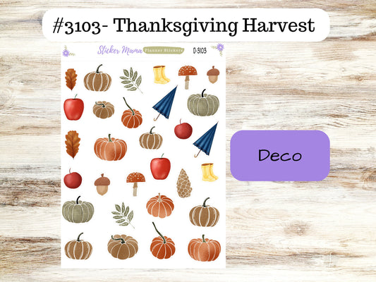 DECO-3103 || Harvest Thanksgiving  || PLANNER STICKERS || Thanksgiving Stickers ||