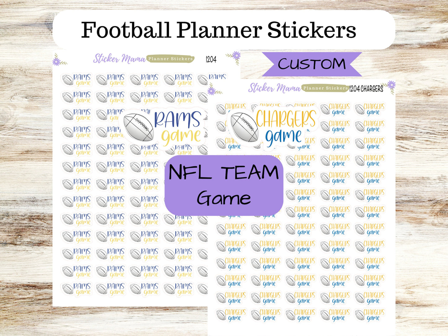 SS-1204 CUSTOM NFL Game Day Stickers || Football Planner Stickers || Football Sports Stickers || Football Games || Football Practice