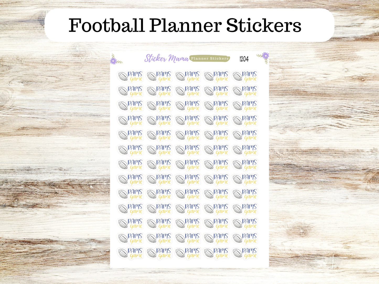 SS-1204 CUSTOM NFL Game Day Stickers || Football Planner Stickers || Football Sports Stickers || Football Games || Football Practice