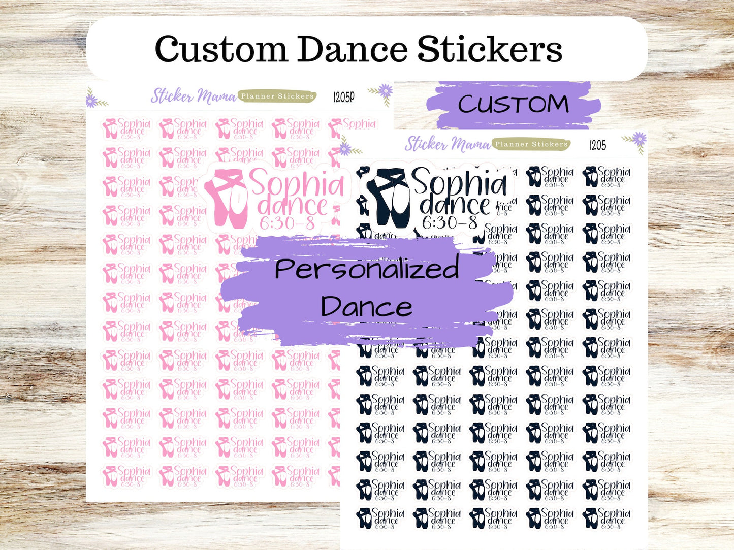 SS-1205 CUSTOM PERSONALIZED Dance Stickers || Dance Practice Planner Stickers ||