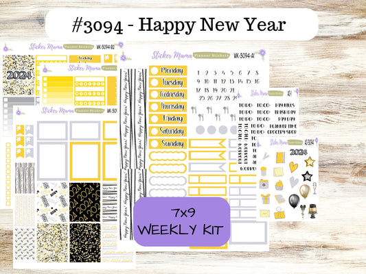 ERIN CONDREN WK-3094 - Happy New Year  || Weekly Planner Kit || Erin Condren || Hourly Planner Kit || Vertical Planner Kit