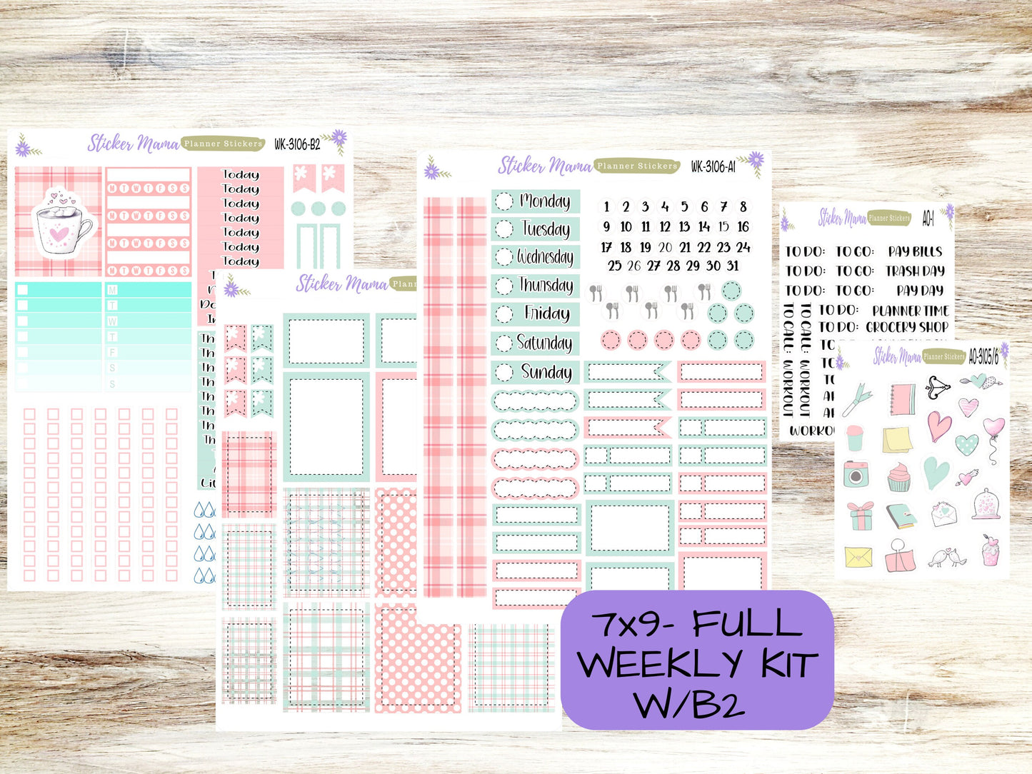 ERIN CONDREN WK-3106 - Hello, Plaid!  || Weekly Planner Kit || Erin Condren || Hourly Planner Kit || Vertical Planner Kit