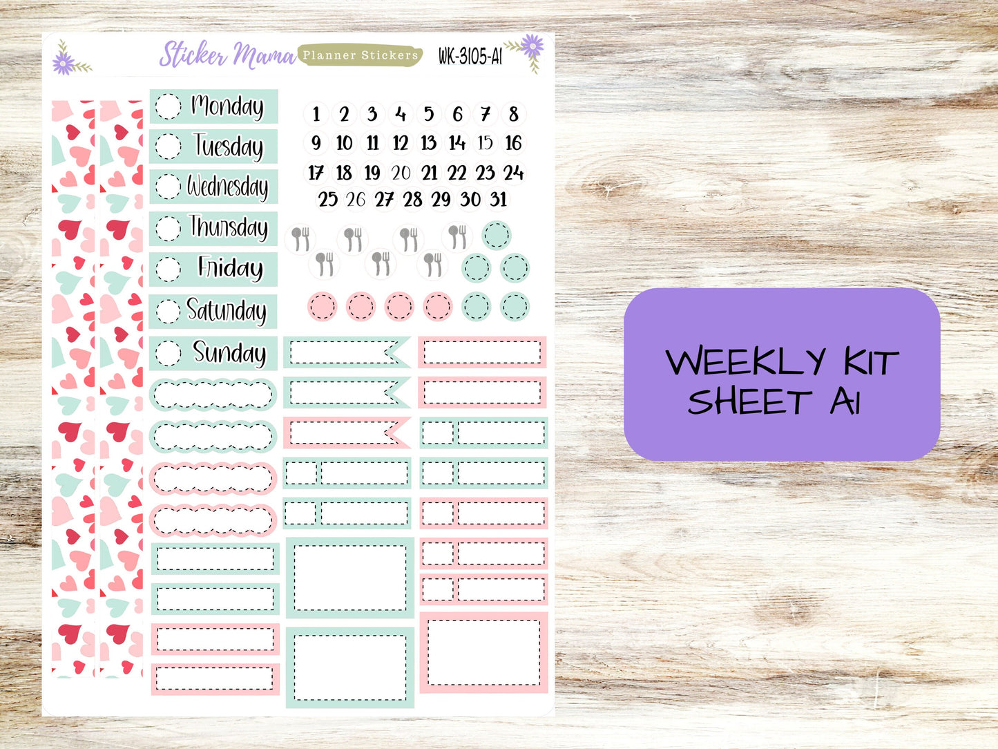 ERIN CONDREN WK-3105 - Hello, Love!  || Weekly Planner Kit || Erin Condren || Hourly Planner Kit || Vertical Planner Kit