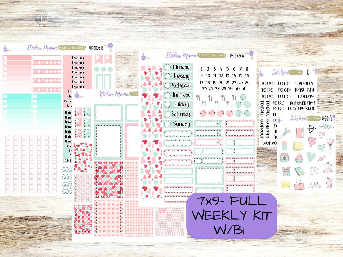 ERIN CONDREN WK-3105 - Hello, Love!  || Weekly Planner Kit || Erin Condren || Hourly Planner Kit || Vertical Planner Kit