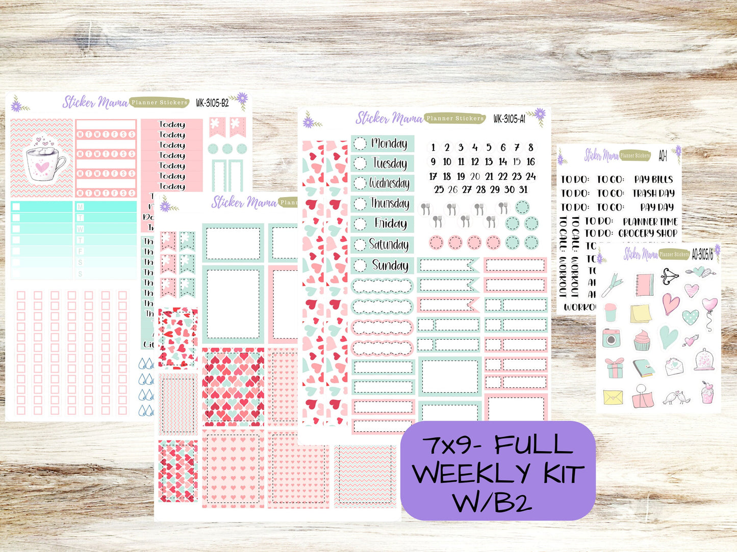 ERIN CONDREN WK-3105 - Hello, Love!  || Weekly Planner Kit || Erin Condren || Hourly Planner Kit || Vertical Planner Kit