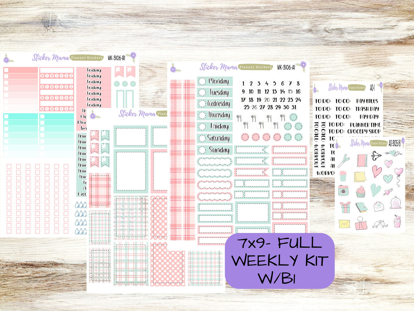 ERIN CONDREN WK-3106 - Hello, Plaid!  || Weekly Planner Kit || Erin Condren || Hourly Planner Kit || Vertical Planner Kit