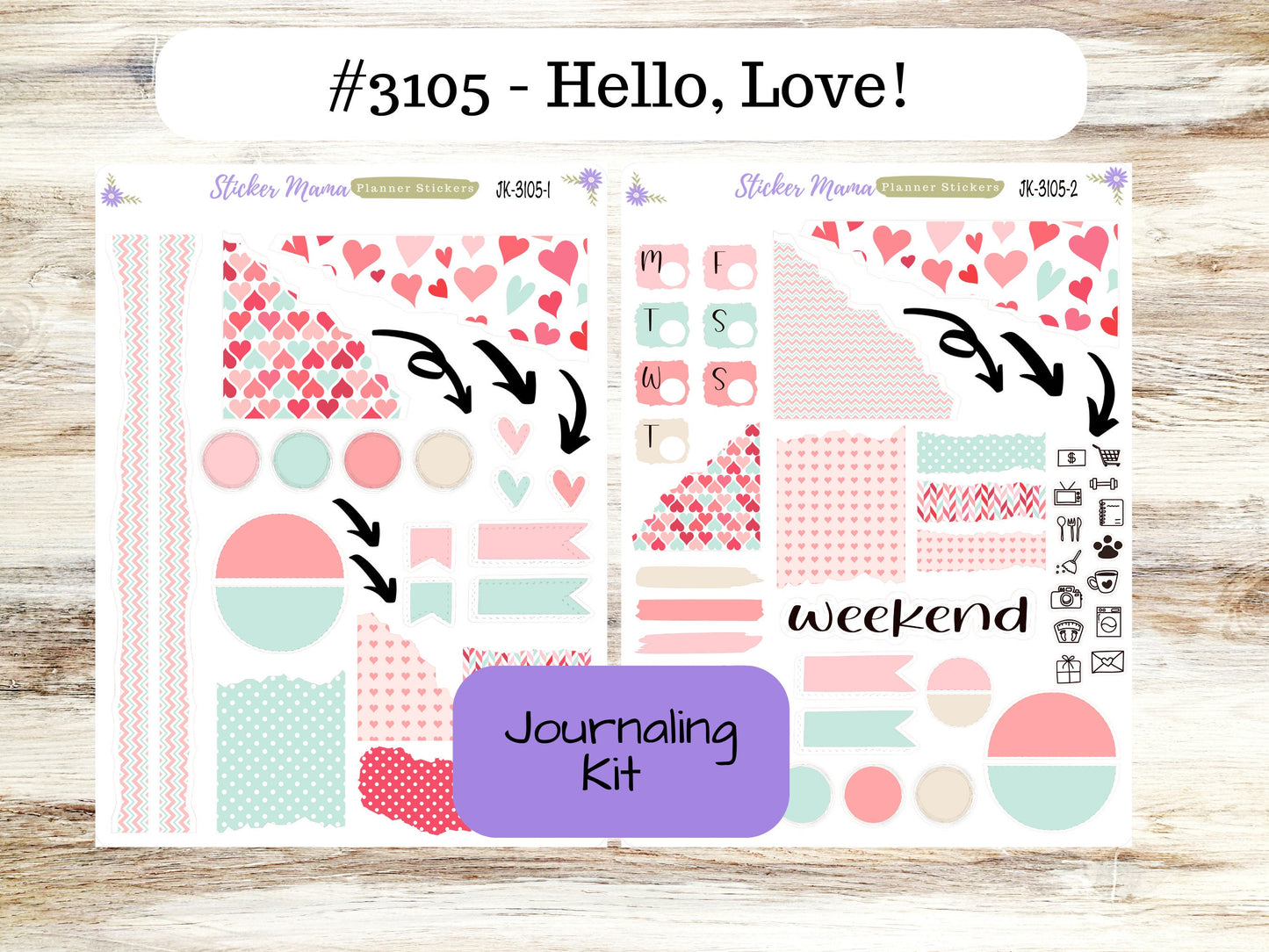 JOURNALING KIT  || #3105 || Hello, Love! || Journal Planner || Planner Stickers || Journal Stickers