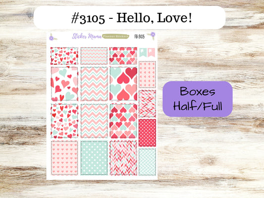 FULL BOXES-3105 || Hello, Love! || Planner Stickers -|| Full Box for Planners