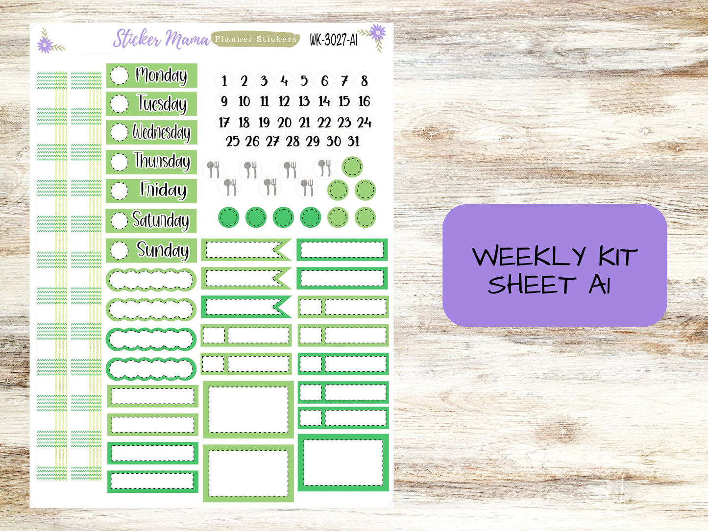 ERIN CONDREN WK-3027 - Lucky Irish  || Weekly Planner Kit || Erin Condren || Hourly Planner Kit || Vertical Planner Kit