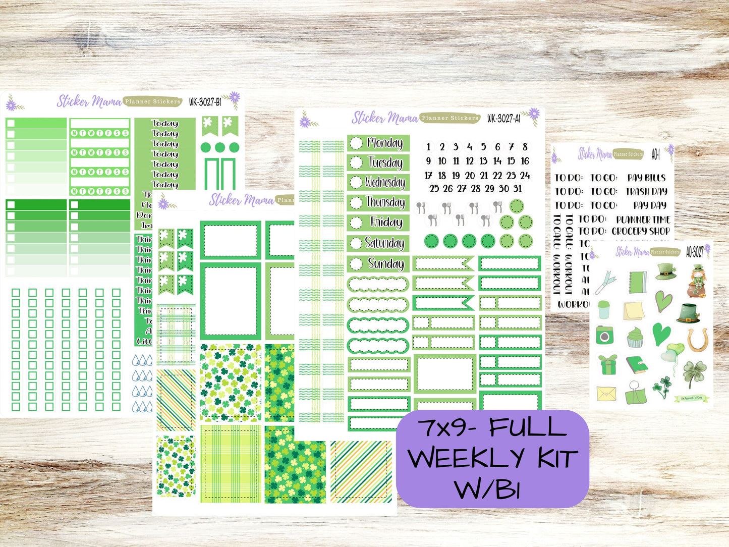 ERIN CONDREN WK-3027 - Lucky Irish  || Weekly Planner Kit || Erin Condren || Hourly Planner Kit || Vertical Planner Kit