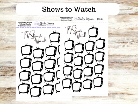 TV SHOW TRACKER 4005 - A5 or 7x9 Movie Planner Stickers - Movie Tracker Sticker - Movie Log Sticker