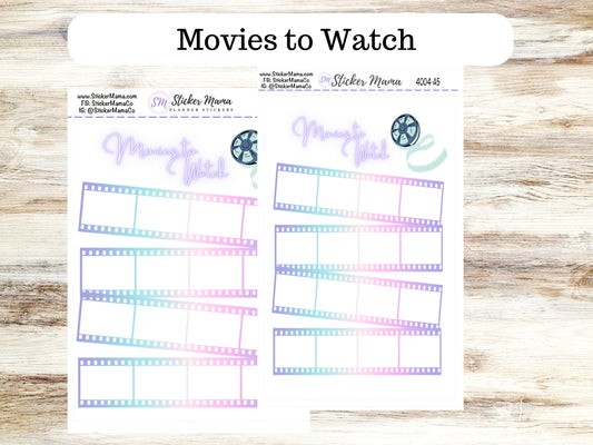 MOVIE TRACKER 4004 - A5 or 7x9 Movie Planner Stickers - Movie Tracker Sticker - Movie Log Sticker