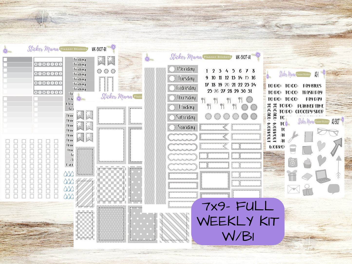 ERIN CONDREN WK-3107 - Neutral, Grey & White  || Weekly Planner Kit || Erin Condren || Hourly Planner Kit || Vertical Planner Kit