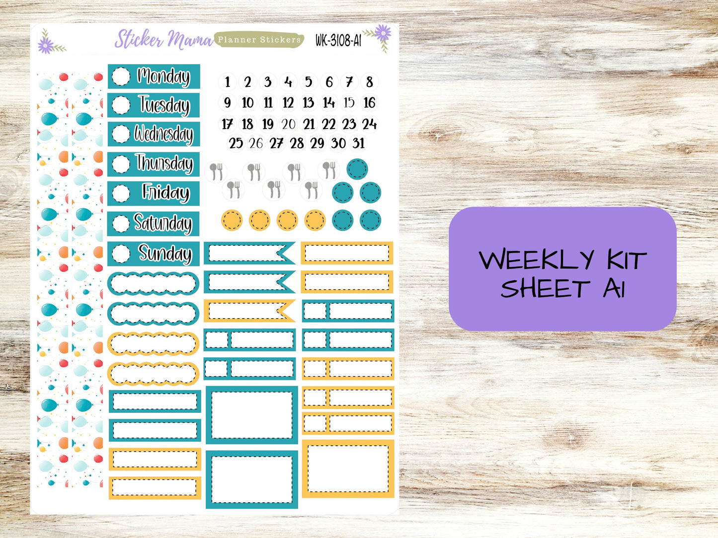 ERIN CONDREN WK-3108 - Happy Birthday!  || Weekly Planner Kit || Erin Condren || Hourly Planner Kit || Vertical Planner Kit