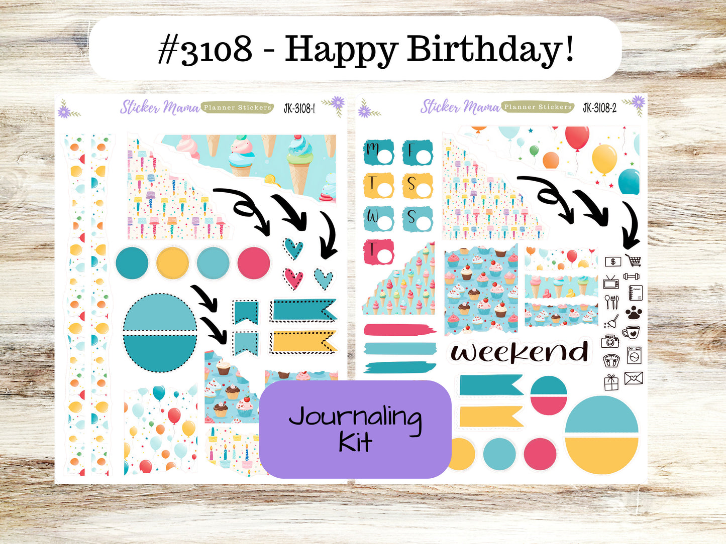 JOURNALING KIT  || #3108 || Happy Birthday! || Journal Planner || Planner Stickers || Journal Stickers