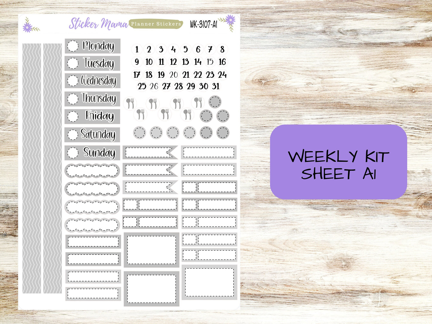 ERIN CONDREN WK-3107 - Neutral, Grey & White  || Weekly Planner Kit || Erin Condren || Hourly Planner Kit || Vertical Planner Kit