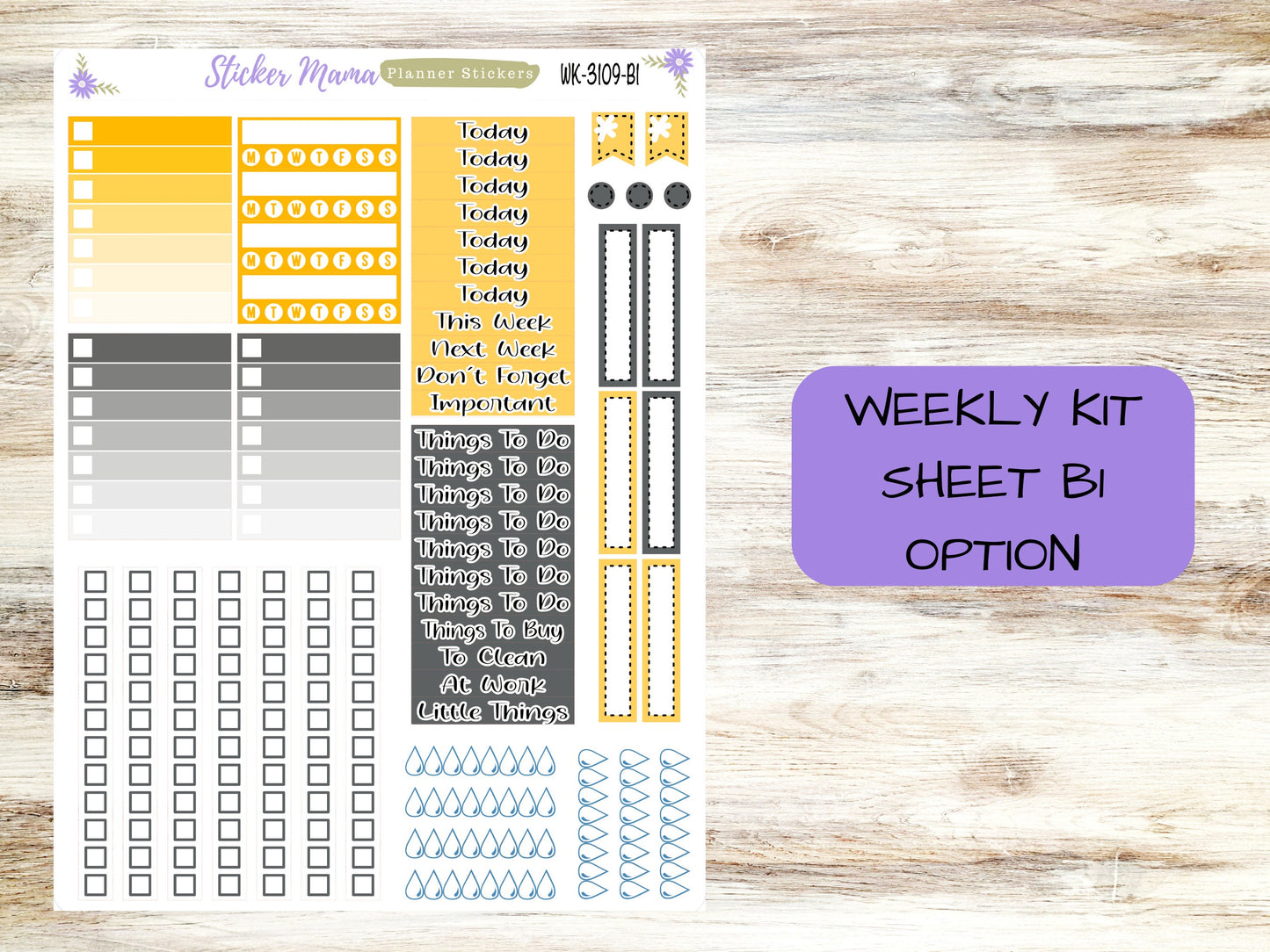 ERIN CONDREN WK-3109 - Grey and Yellow Floral   || Weekly Planner Kit || Erin Condren || Hourly Planner Kit || Vertical Planner Kit