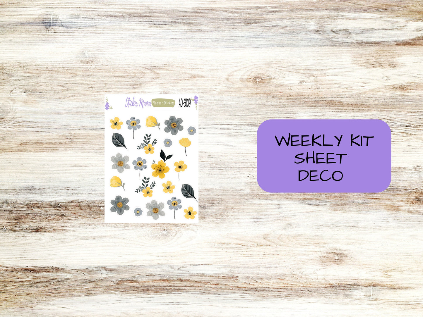 ERIN CONDREN WK-3109 - Grey and Yellow Floral   || Weekly Planner Kit || Erin Condren || Hourly Planner Kit || Vertical Planner Kit