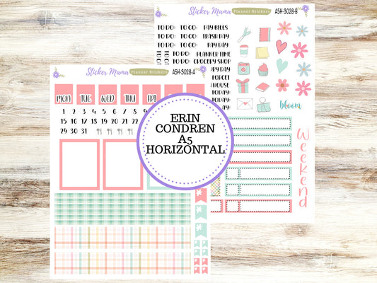 ERIN CONDREN A5 Horizontal || #3028 || Spring Plaid  || A5 Weekly Kit || Planner Stickers || Erin Condren A5 Horizontal Weekly Kit