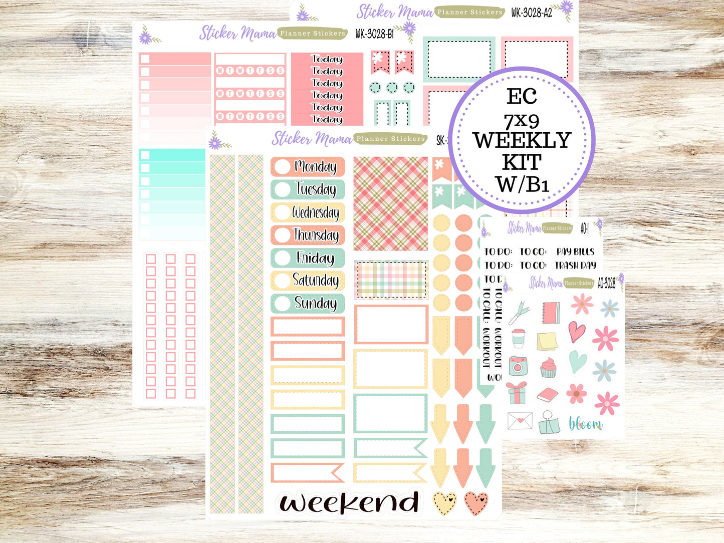 ERIN CONDREN WK-3028 - Spring Plaid   || Weekly Planner Kit || Erin Condren || Hourly Planner Kit || Vertical Planner Kit