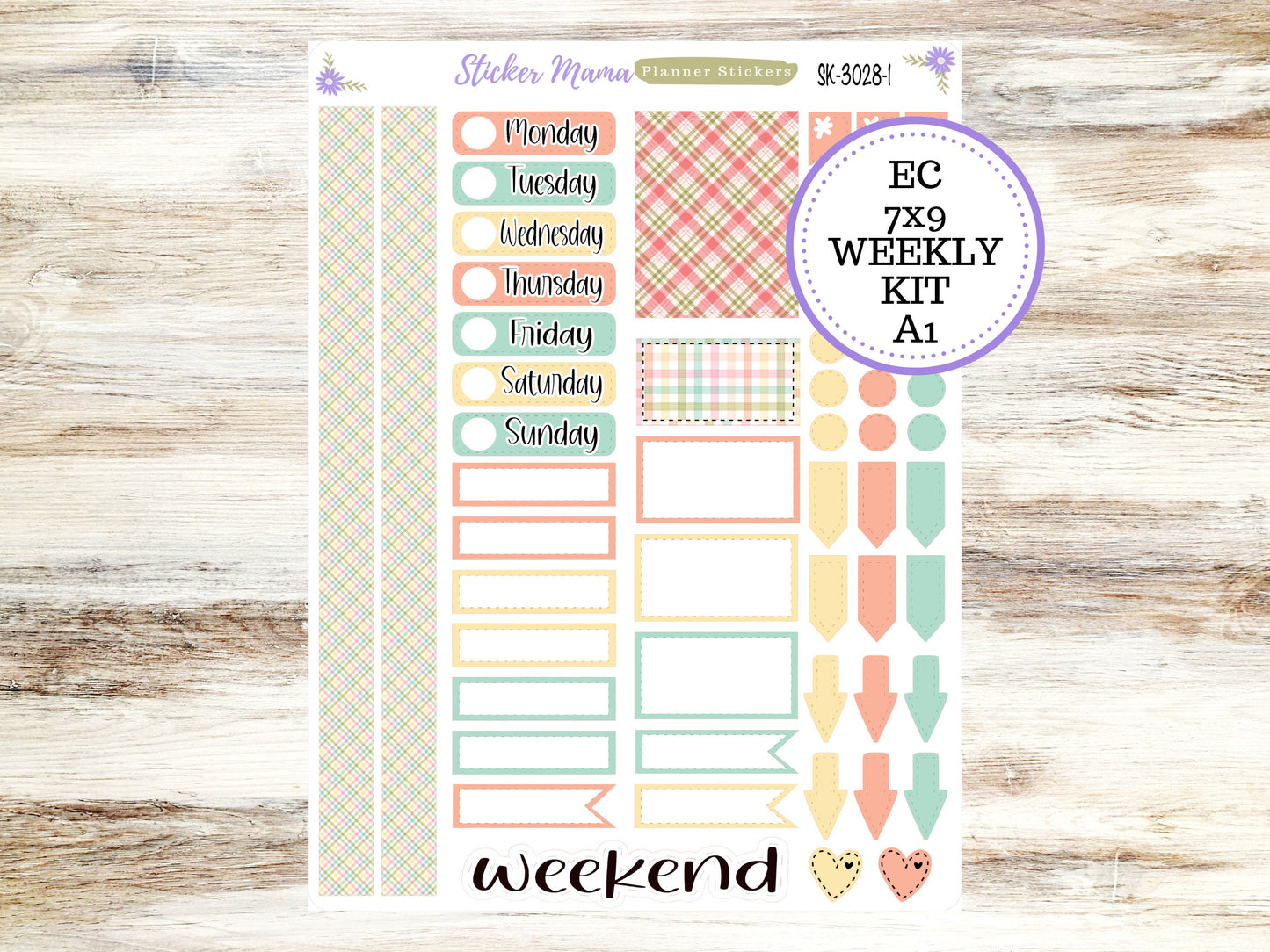 ERIN CONDREN WK-3028 - Spring Plaid   || Weekly Planner Kit || Erin Condren || Hourly Planner Kit || Vertical Planner Kit