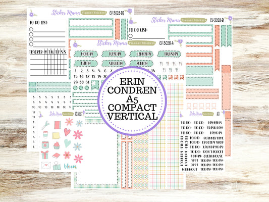 ERIN CONDREN A5 Compact Vertical-Kit #3028 || Spring Plaid - Planner Stickers - Erin Condren Compact Vertical Weekly Kit