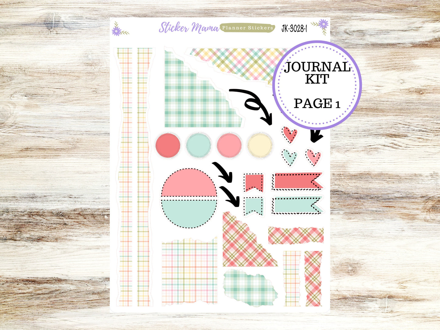 JOURNALING KIT  || #3028 || Spring Plaid  || Journal Planner || Planner Stickers || Journal Stickers