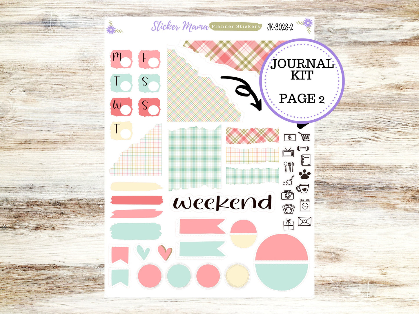 JOURNALING KIT  || #3028 || Spring Plaid  || Journal Planner || Planner Stickers || Journal Stickers