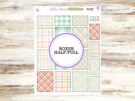 FULL BOXES-3028 || Spring Plaid  || Planner Stickers -|| Full Box for Planners